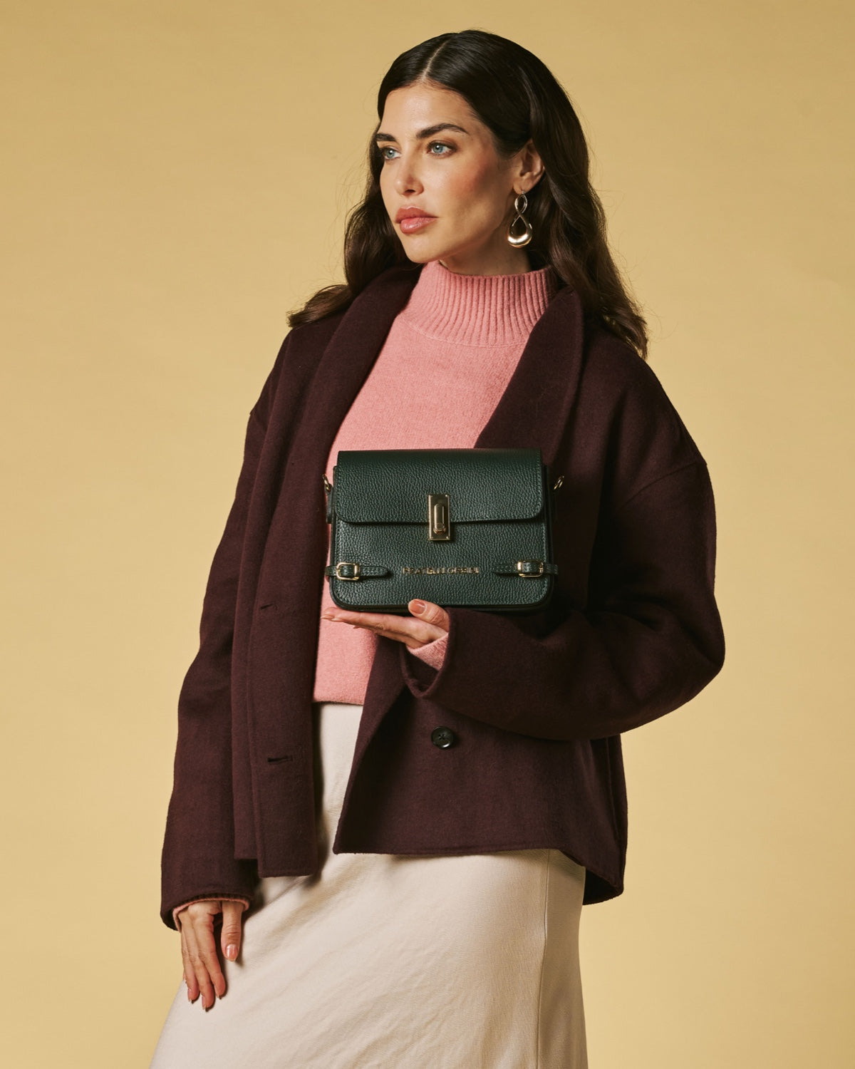 Mirella (green) - Italian calf leather women's crossbody bag (with shoulder strap) — photo 4 of 8