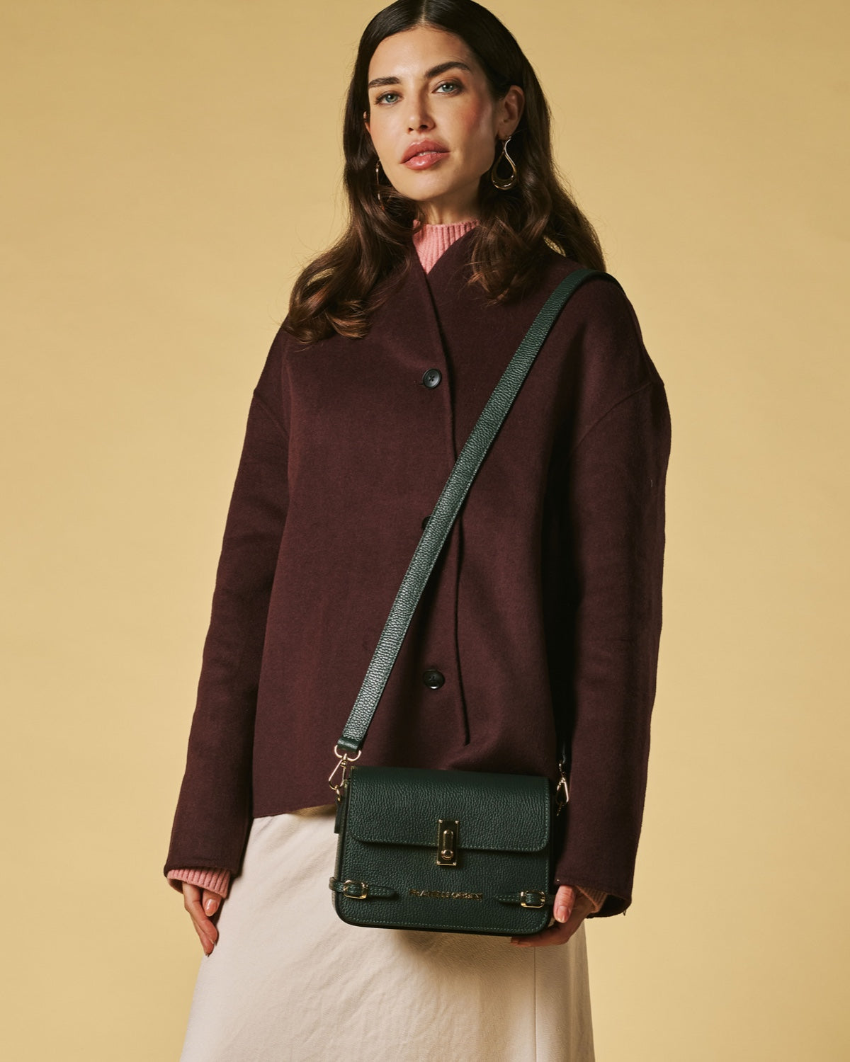Mirella (green) - Italian calf leather women's crossbody bag (with shoulder strap) — photo 3 of 8