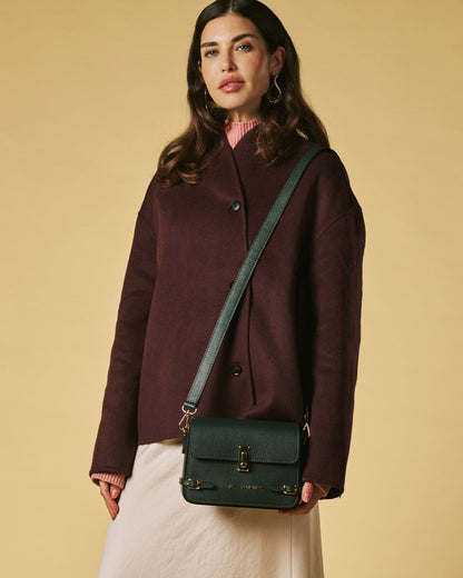 Mirella (green) - Italian calf leather women's crossbody bag (with shoulder strap) — photo 3 of 8