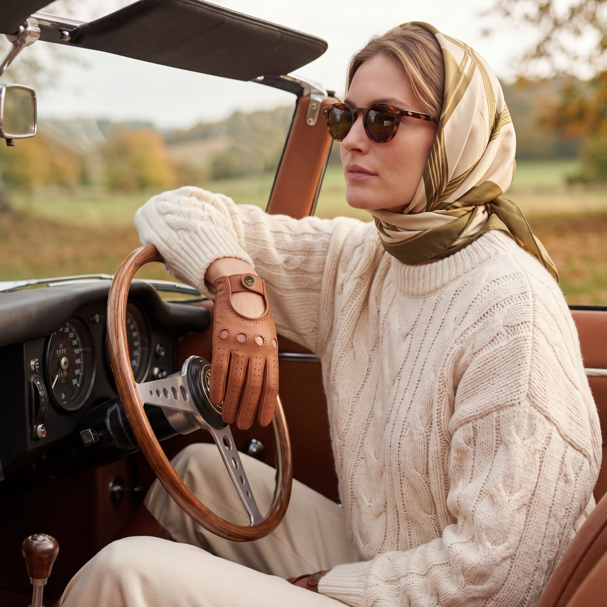 CD4378 (camel) - Women's sporty Italian leather driving gloves — photo 5 of 10