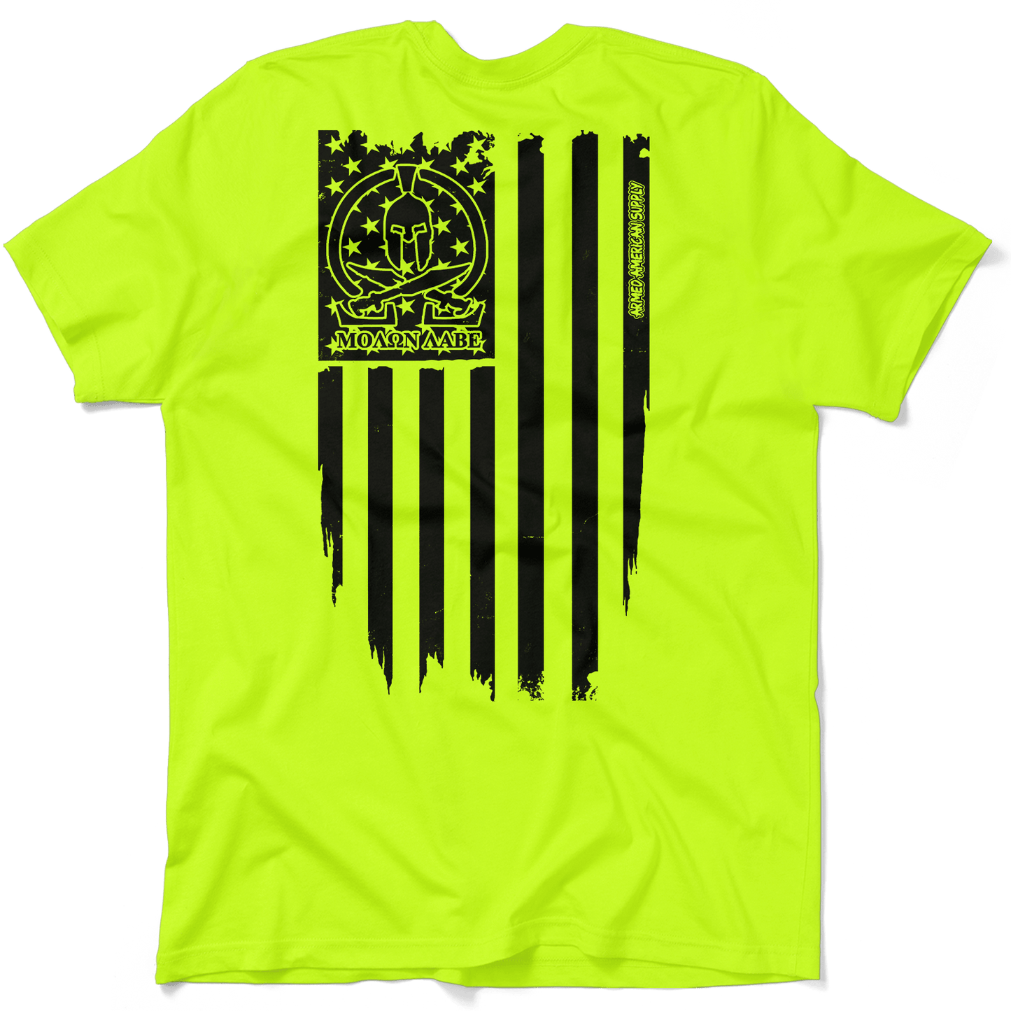 Molon Labe Ghost Flag - Safety Yellow T-Shirt — photo 1 of 4
