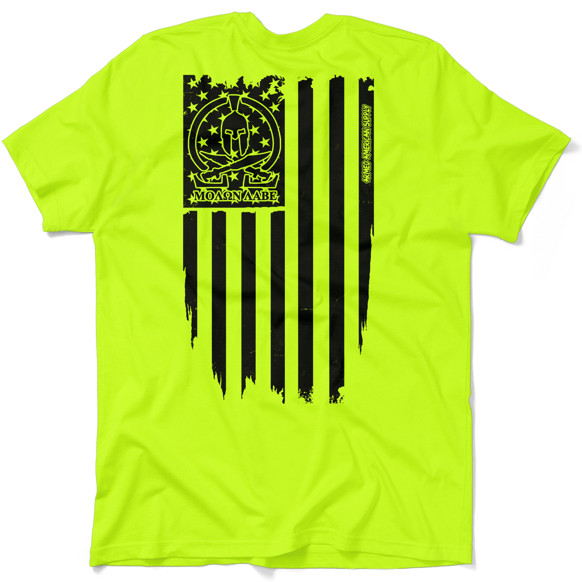Molon Labe Ghost Flag - Safety Yellow T-Shirt — photo 1 of 4