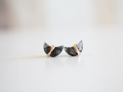 Moonbeam & Stardust Studs - Rutilated Quartz