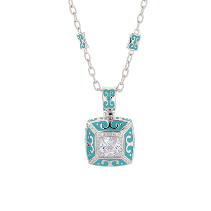 Enamel Engagement — Framed Crystal Pendant