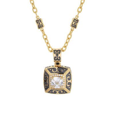 Enamel Engagement — Framed Crystal Pendant