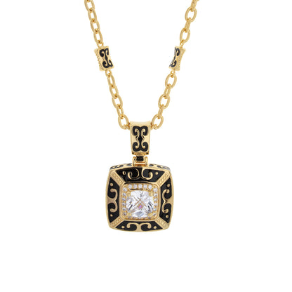 Enamel Engagement — Framed Crystal Pendant