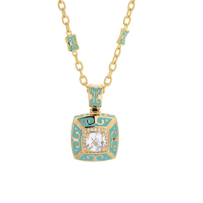 Enamel Engagement — Framed Crystal Pendant