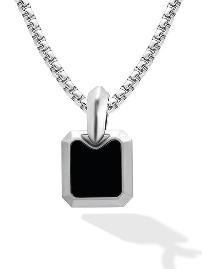 Black Onyx Square Pendant Necklace