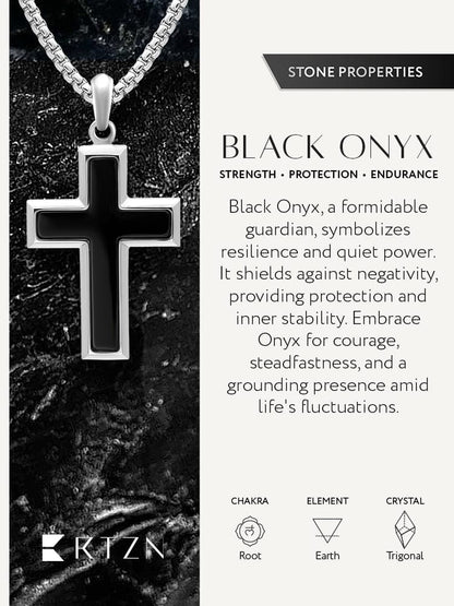 Black Onyx Cross Pendant Necklace