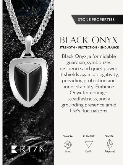 Black Onyx Shield Pendant Necklace