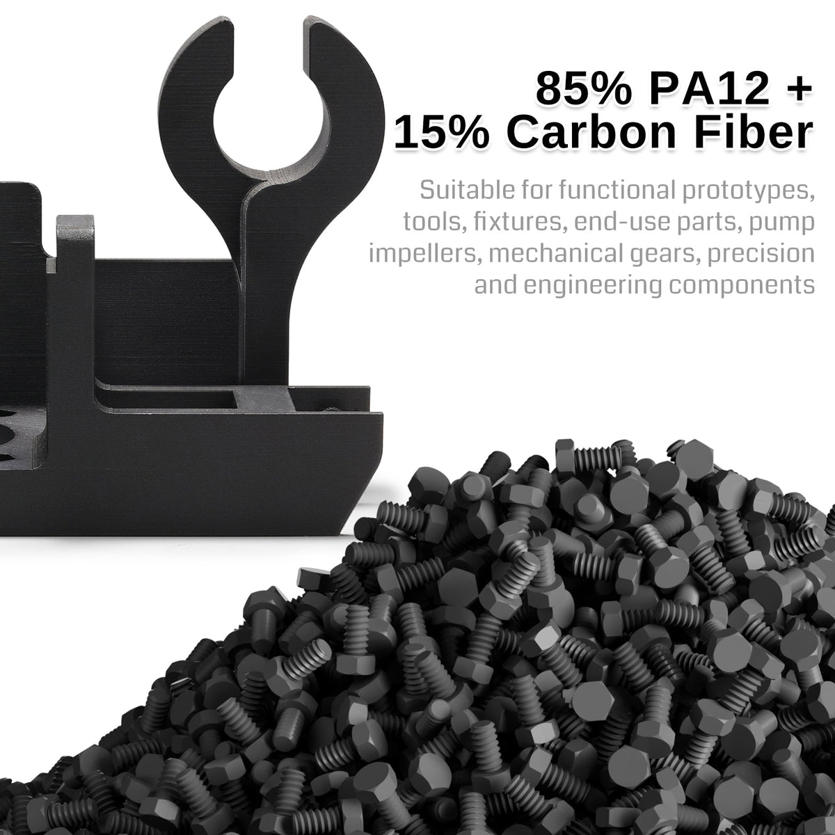 ePA12-CF 1.75mm Carbon Fiber Nylon Filament, 0.5kg, Accuracy +/- 0.05 mm, Black — photo 7 of 10