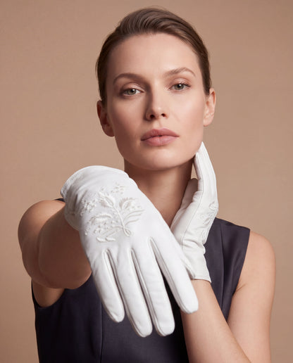 PZ01 (white) – Embroidered unlined Italian lambskin opera gloves — photo 6 of 10