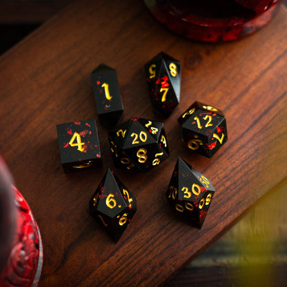 Juego de dados DND de resina hechos a mano Night Blood