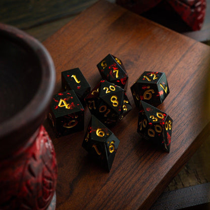Juego de dados DND de resina hechos a mano Night Blood