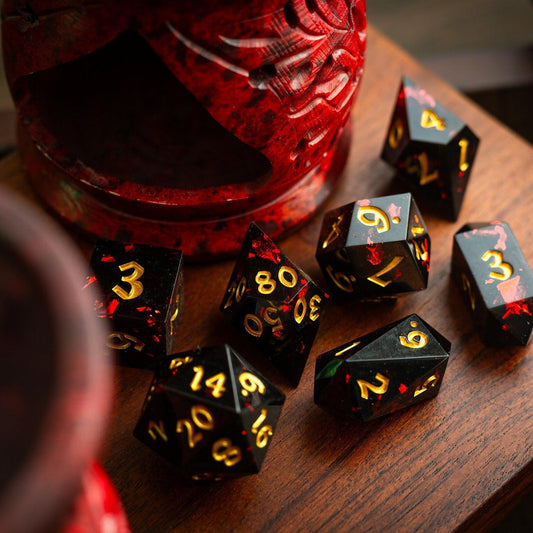Juego de dados DND de resina hechos a mano Night Blood