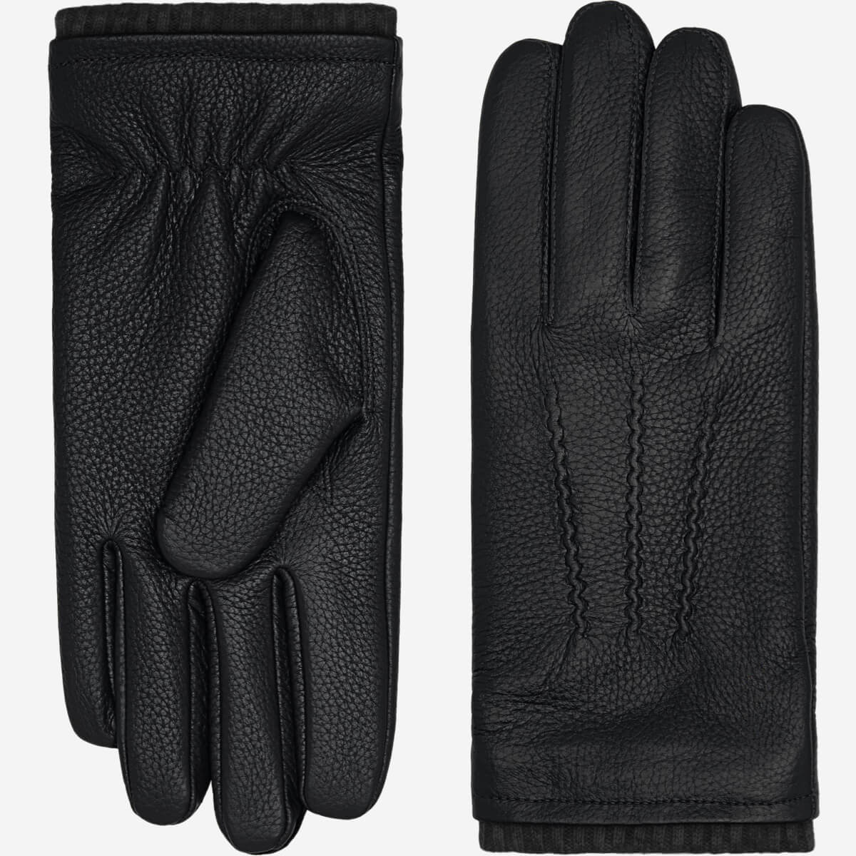 Noah (black) – Luxurious deerskin leather gloves with warm wool lining — photo 1 of 10