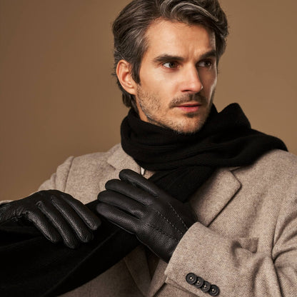Noah (black) – Luxurious deerskin leather gloves with warm wool lining — photo 4 of 10