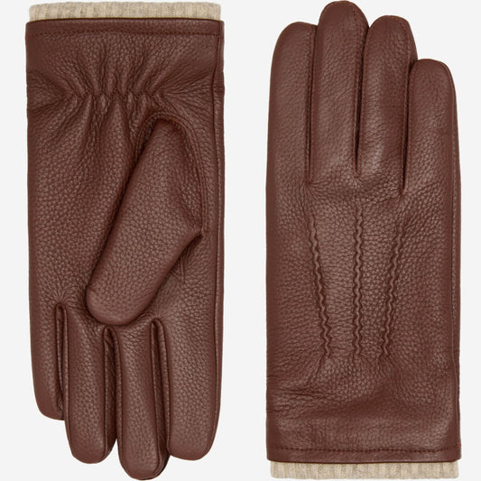 Noah (brown) – Luxurious deerskin leather gloves with warm wool lining — photo 1 of 9