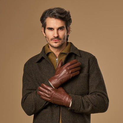 Noah (brown) – Luxurious deerskin leather gloves with warm wool lining — photo 5 of 9