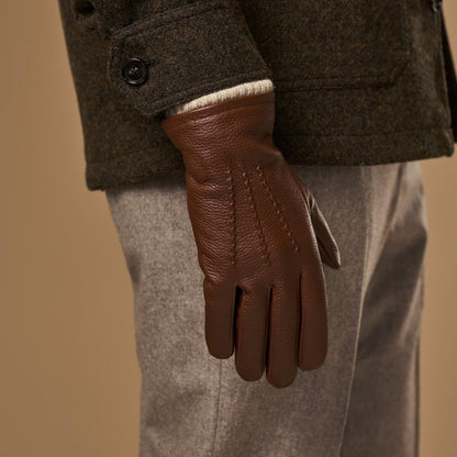 Noah (brown) – Luxurious deerskin leather gloves with warm wool lining — photo 3 of 9