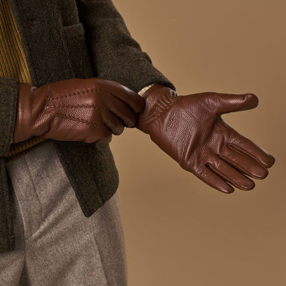 Noah (brown) – Luxurious deerskin leather gloves with warm wool lining — photo 6 of 9