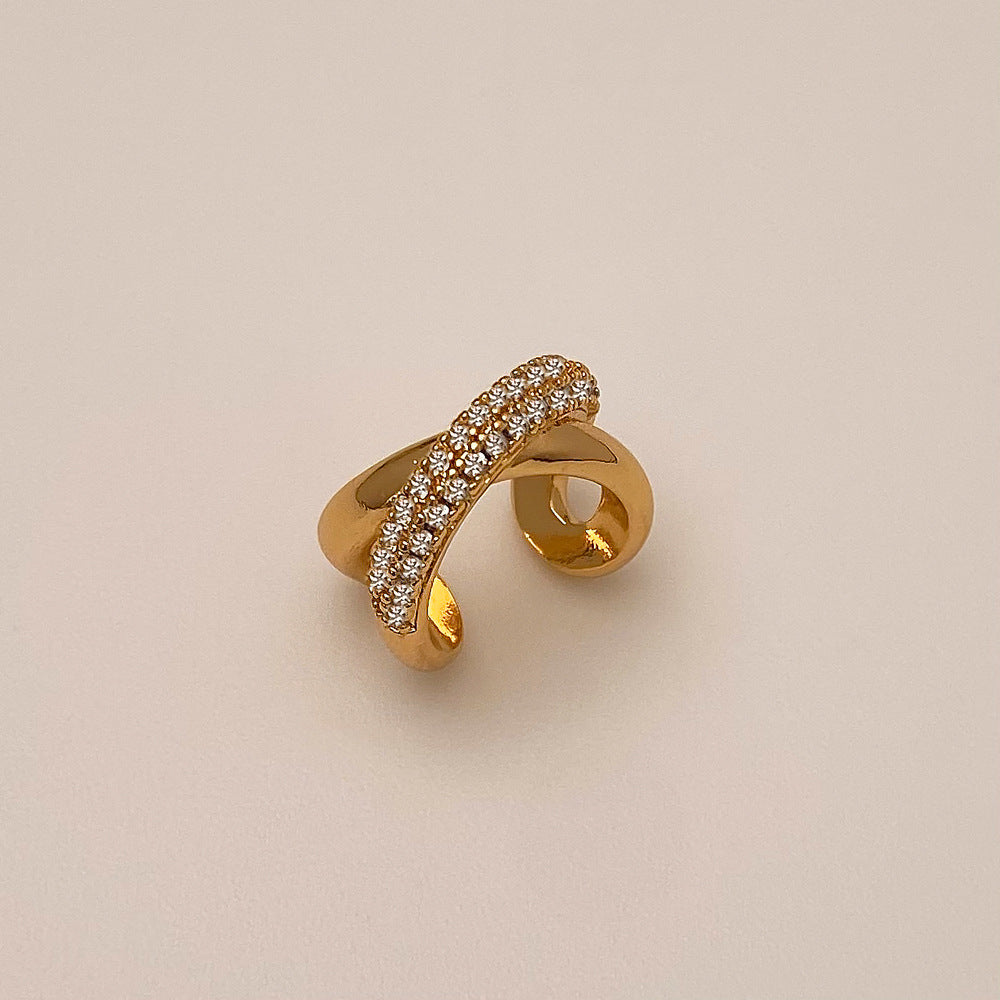 Cold Wind Staggered Micro Inlaid Zircon Graceful Personality Simple Earrings