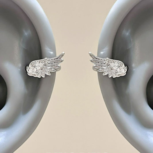 Angel Wings Super Flash Zircon Temperament Wild Without Pierced Niche Rings