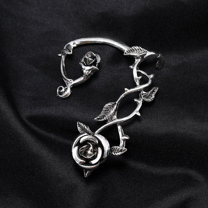 Gothic Punk Dark Series Single Leaf Rose Cuff Rings