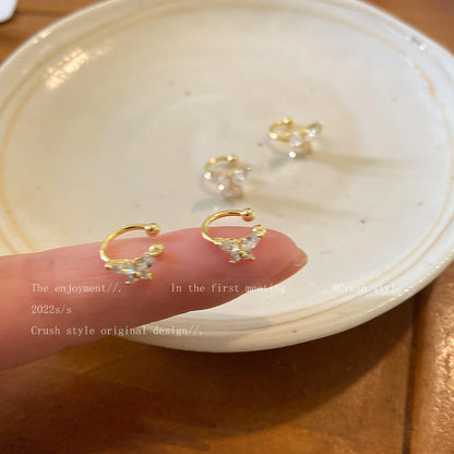 Refined Zircon Butterfly Female Light Luxury Ear Clip
