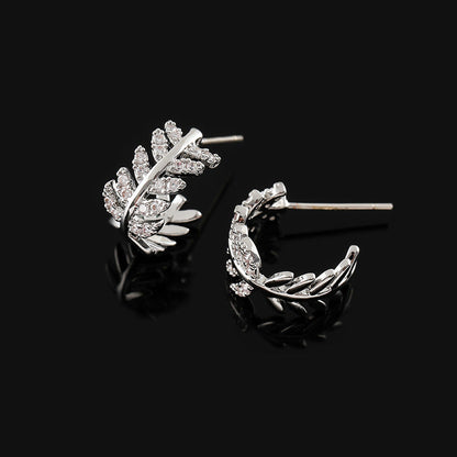 Zircon Leaves Eardrop Exquisite Niche Integrated Mosquito Ear Clip