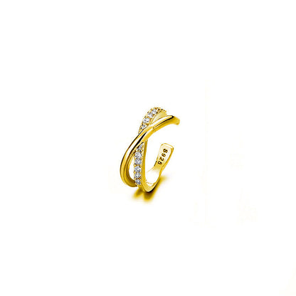 Women's Dignified Clips Design Cross Geometric Rhinestone High-grade Ear Clip