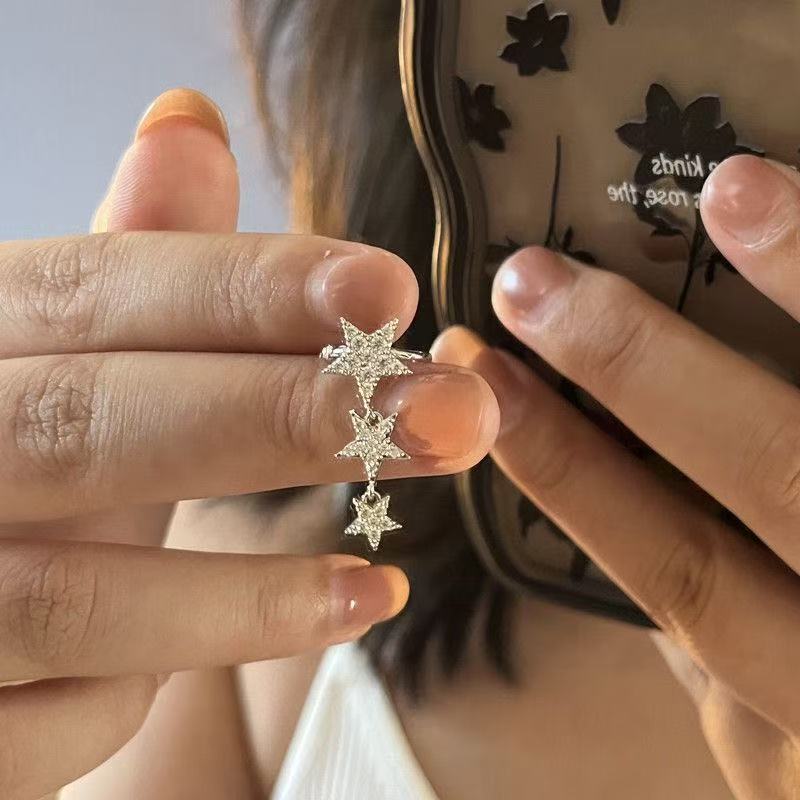 Niche High-grade Sense Full Diamond Light Luxury Earless Tassel Ear Clip