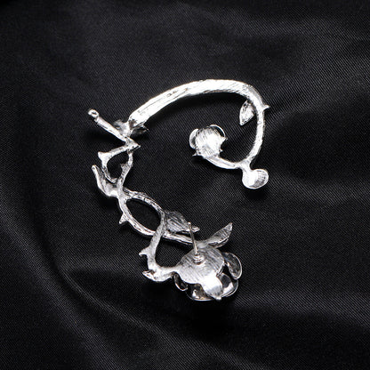Gothic Punk Dark Series Single Leaf Rose Cuff Rings