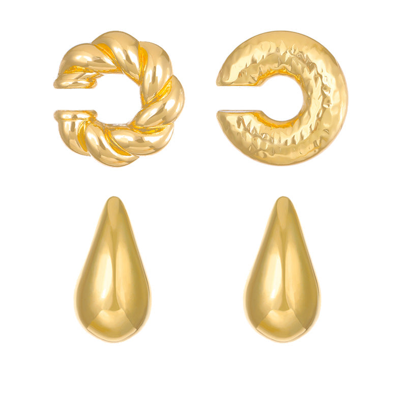 Exaggerated Shaped Water Drop Texture Earings Ear Clip
