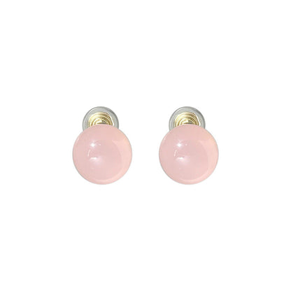 Women's Jelly Green Round Beads Resin Summer Earrings