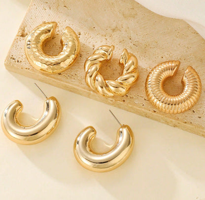 Exaggerated Shaped Water Drop Texture Earings Ear Clip