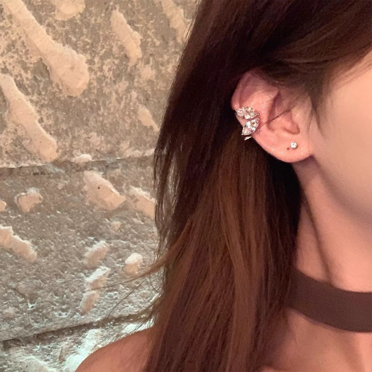 Elegant Water Drops High-grade Angel Wings Ear Clip