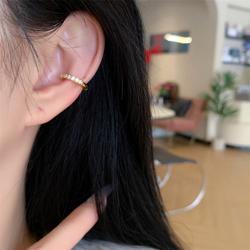 Circle Fine Drill Can Open With Diamonds Fashionable Non Piercing Ear Clip