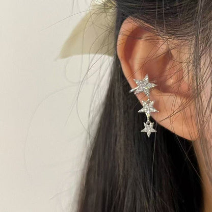 Niche High-grade Sense Full Diamond Light Luxury Earless Tassel Ear Clip