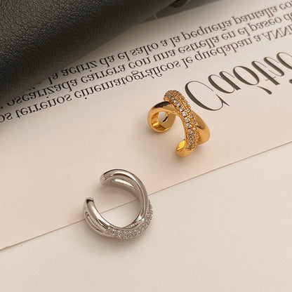 Cold Wind Staggered Micro Inlaid Zircon Graceful Personality Simple Earrings