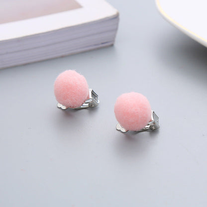 Pair Candy Color Korean Cute Wool Ball Ear Clip
