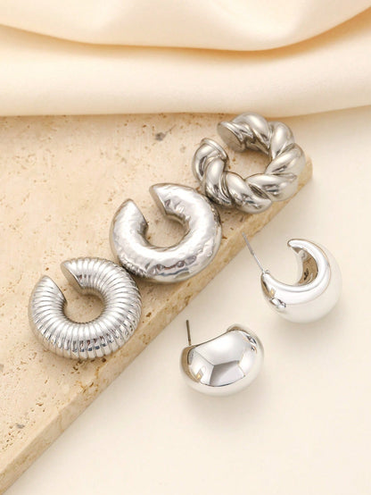 Exaggerated Shaped Water Drop Texture Earings Ear Clip