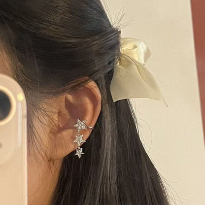 Niche High-grade Sense Full Diamond Light Luxury Earless Tassel Ear Clip