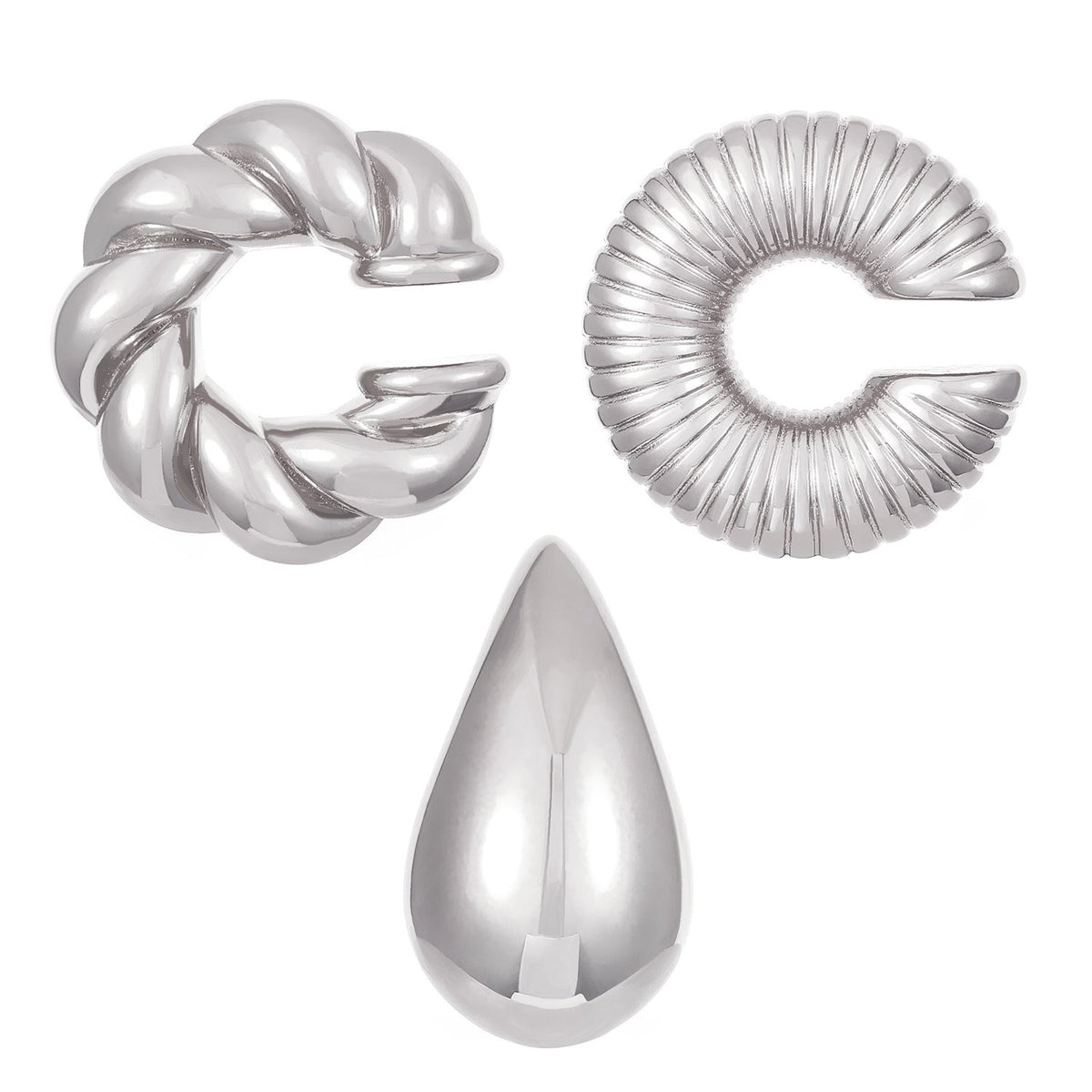 Exaggerated Shaped Water Drop Texture Earings Ear Clip