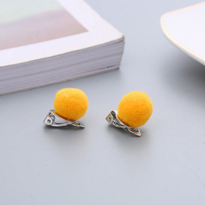 Pair Candy Color Korean Cute Wool Ball Ear Clip