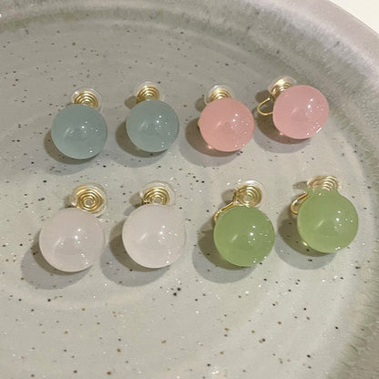 Women's Jelly Green Round Beads Resin Summer Earrings