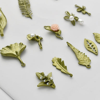 Vintage Mori Style Alloy Plant Leaves Refreshing Material Handmade Hair Ear Clip