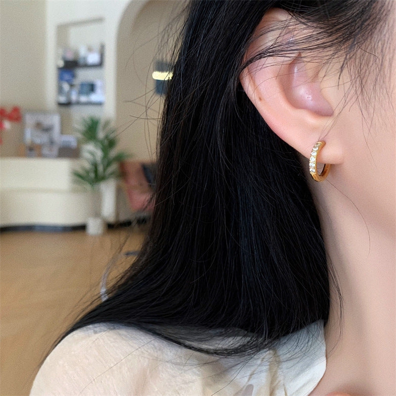 Circle Fine Drill Can Open With Diamonds Fashionable Non Piercing Ear Clip