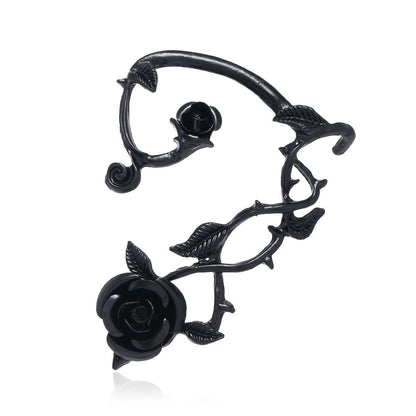 Gothic Punk Dark Series Single Leaf Rose Cuff Rings