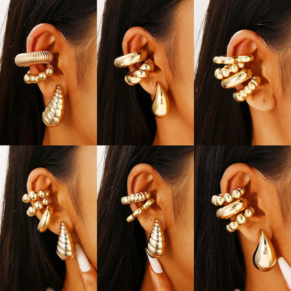 Exaggerated Shaped Water Drop Texture Earings Ear Clip